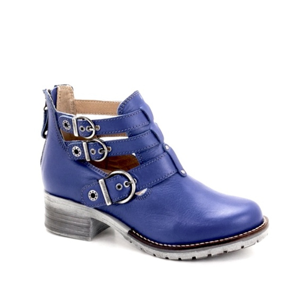 Dromedaris Kelsy Cobalt Blue Leather Buckle Ankle Boots Size 40 - Picture 10 of 12